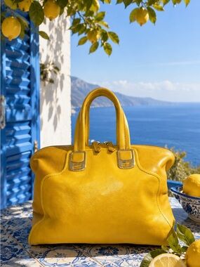 Fendi Chameleon Large Satchel Mustard Yellow